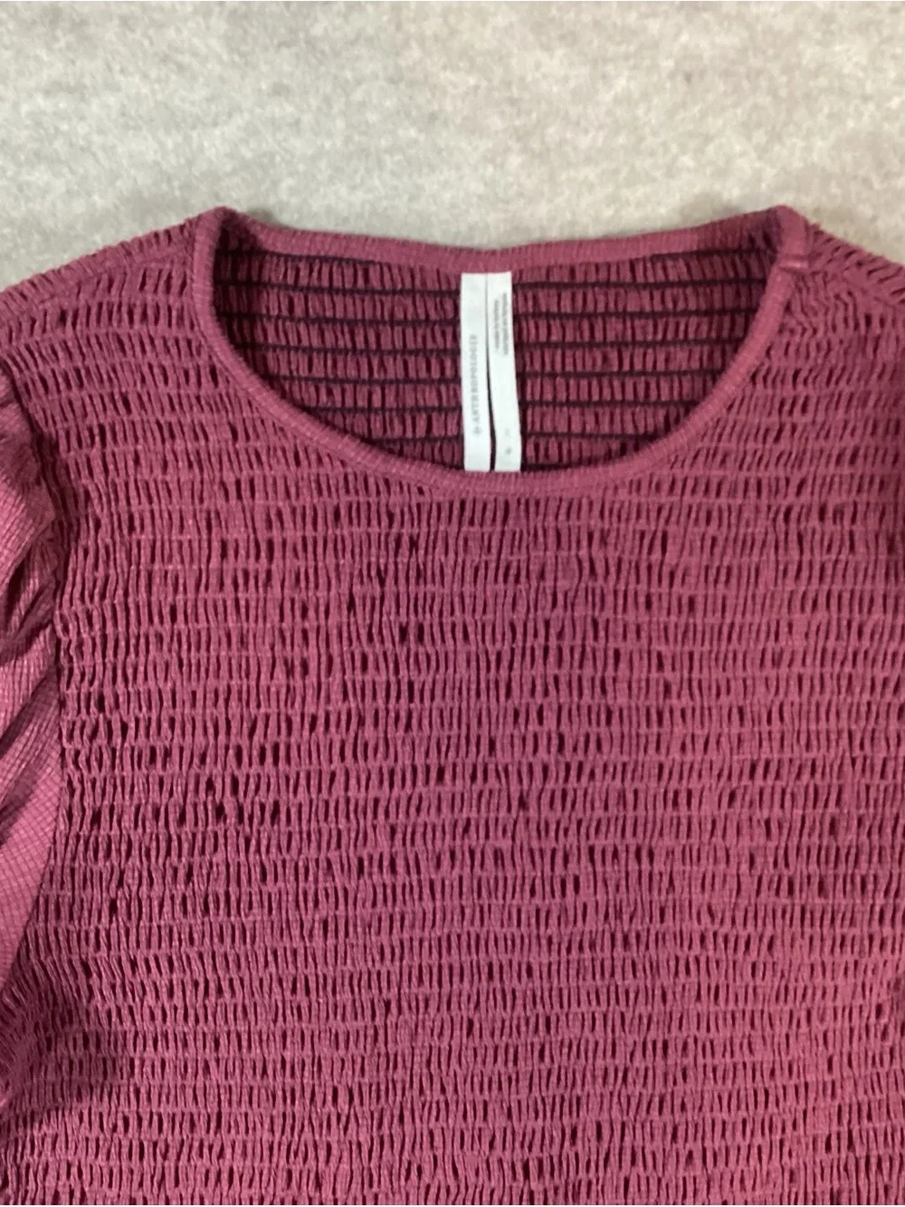 Anthropologie Plum Smocked Long-Sleeve Smocked Blouse